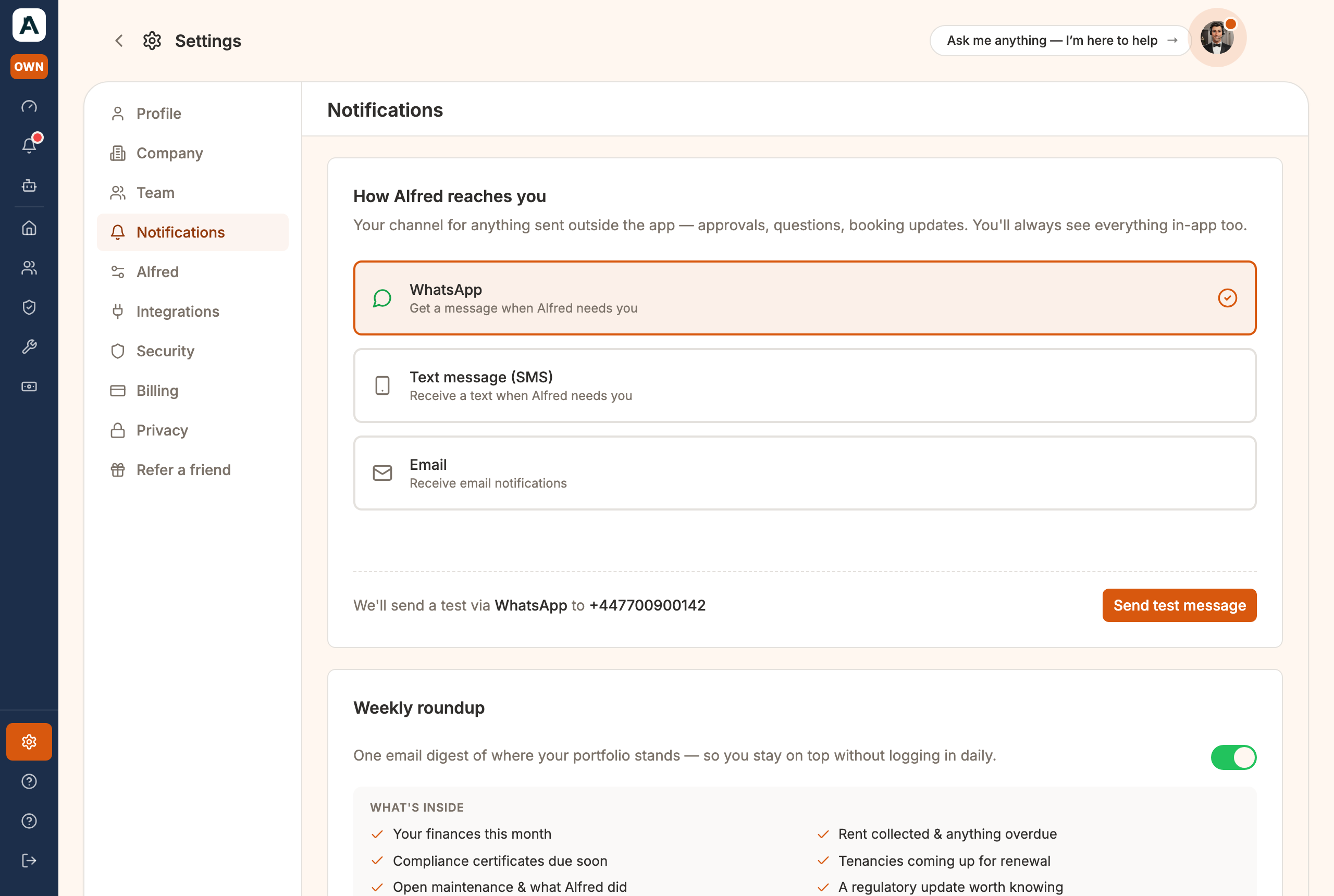 The Notifications tab: which alerts you get, and how