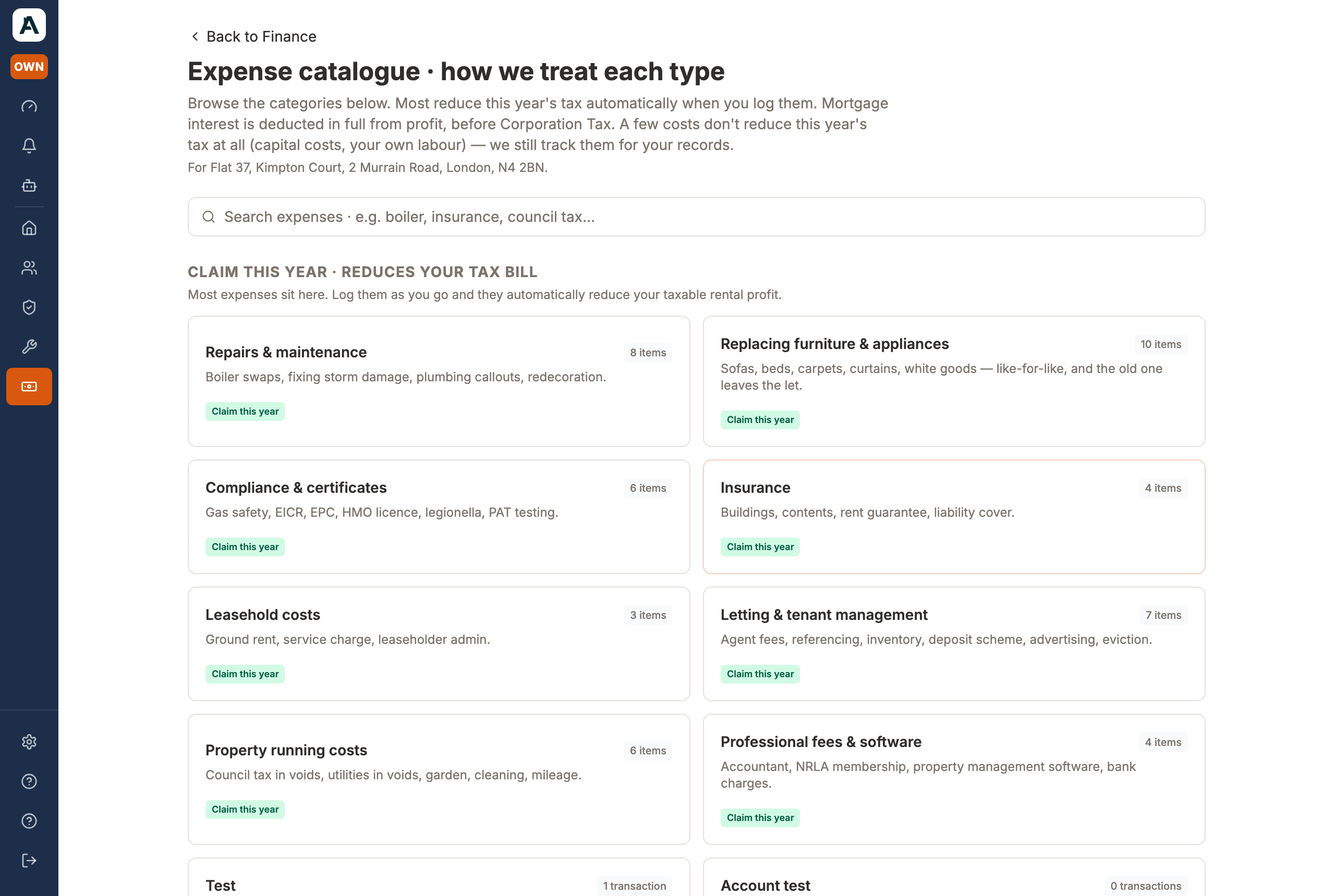 The expense catalogue: every category, grouped by whether it reduces this year's tax bill